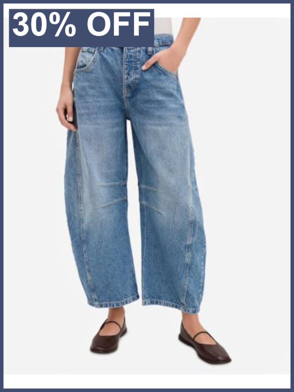 Free People Good Luck Mid-Rise Barrel Jeans Women's 28 Cotton Lyocell